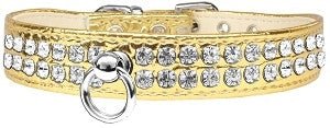 Two Row Rhinestone Designer Croc Dog Collar in Blue
