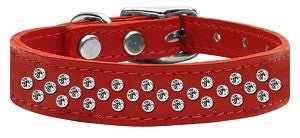 Sprinkles Clear Jeweled Leather Collar in Red