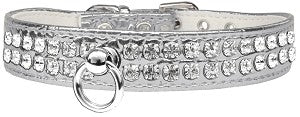 Two Row Rhinestone Designer Croc Dog Collar in Blue