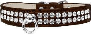 Two Row Rhinestone Designer Croc Dog Collar in Blue
